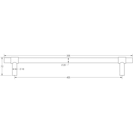 Technical drawing of of CRES - 425mm Face Fix Dark Bronze T-Bar Pull Handle Sku. CRES3001DBFF