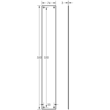 Technical drawing of of CRES - Black Push Plate Sku. CRES3501MB