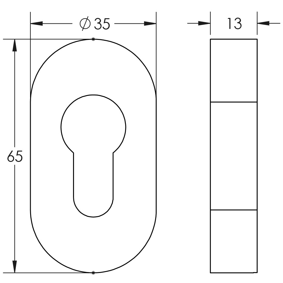 Technical drawing of of CRES - Oval Antique Brass Euro Escutcheon Sku. CRES403AB