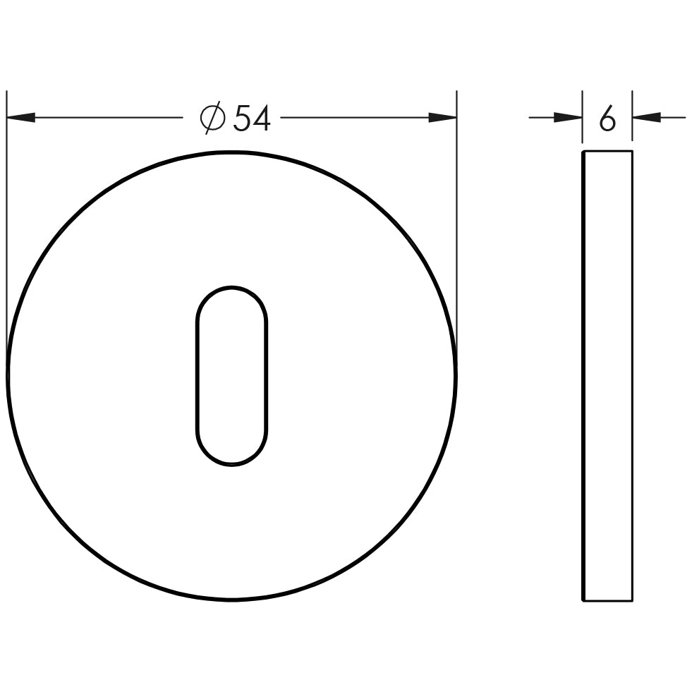 Technical drawing of of CRES - CR-R10 Antique Brass Standard Keyway Round Rose Escutcheon Sku. CR-R10AB
