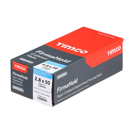 This is an image of Timco - FirmaHold Collated Clipped Head Nails - Retail Pack - Ring Shank - A2 Stainless Steel 2.8 x 50mm (1100 PCS Box) CSSR50