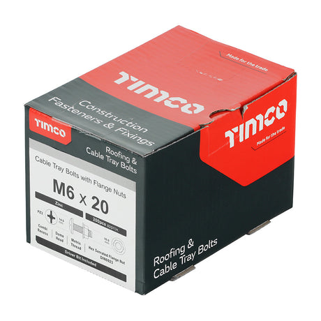 This is an image of Timco - Cable Tray Bolts with Flange Nuts - Zinc M6 x 20mm - (200 PCS Box) CTB620