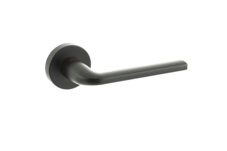Quality image of CleanTouch Anti-Bac Forme Milly Lever Door Handle on Minimal Round Rose - Matt Black | Sku. ctfmr133mb | available from Trade Door Handles.