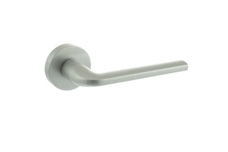 Quality image of CleanTouch Anti-Bac Forme Milly Lever Door Handle on Minimal Round Rose - Satin Chrome | Sku. ctfmr133sc | available from Trade Door Handles.