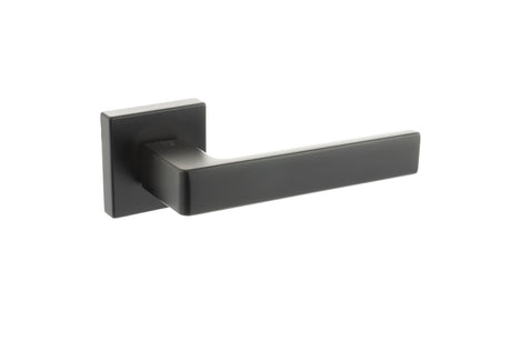 Quality image of CleanTouch Anti-Bac Forme Asti Lever Door Handle on Minimal Square Rose - Matt Black | Sku. ctfms254mb | available from Trade Door Handles.
