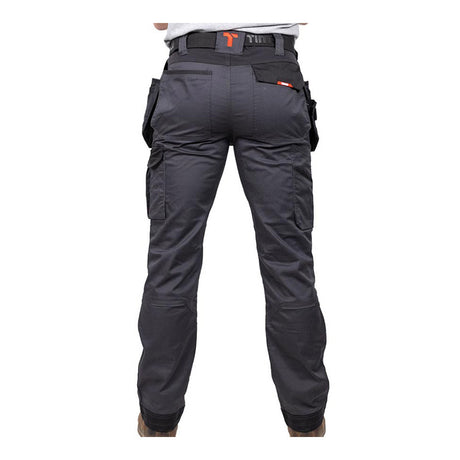 This is an image of Timco - Craftsman Trousers - Grey/Black W36 L32 (1 Each Bag) CTGBK3632