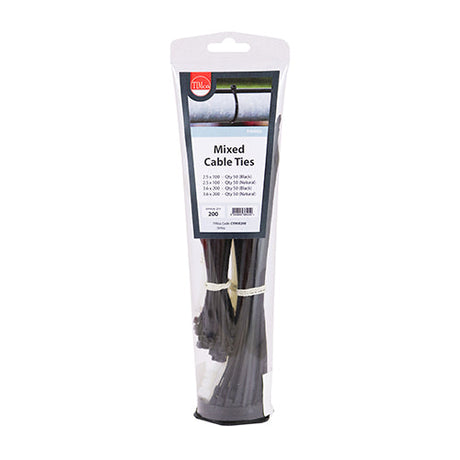 This is an image of Timco - Cable Ties - Mixed - Black & Natural Mixed 200pcs - (200 PCS Tube) CTMIX200