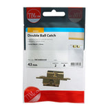 This is an image of Timco - Double Ball Catches - Electro Brass 43mm - (2 PCS TIMpac) DBC40BRASSP