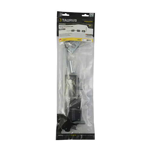 This is an image of Timco - Garage Drop Down Bolt - Black 12" (1 Each TIMbag) DDB12BP