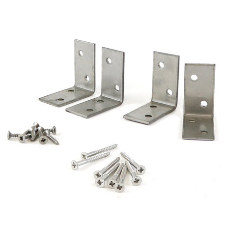 This is an image of Timco - Decking Handrail Bracket Kit - Stainless Steel 4 brackets + 16 screws (1 Each Plain Bag) DHRB
