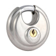 This is an image of Timco - Disc Padlock - A2 Stainless Steel 70mm (1 Each Blister Pack) DP70