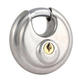 This is an image of Timco - Disc Padlock - A2 Stainless Steel 70mm (1 Each Blister Pack) DP70
