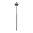 This is an image of Timco - Metal Construction Thin Sheet Metal to Timber Screws - Hex - EPDM Washer - Slash Point - Exterior - Silver Organic 6.3 x 125mm - (100 PCS Box) DS125W16B