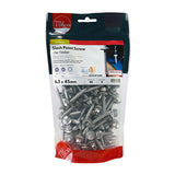 This is an image of Timco - Metal Construction Thin Sheet Metal to Timber Screws - Hex - EPDM Washer - Slash Point - Exterior - Silver Organic 6.3 x 45mm - (90 PCS TIMbag) DS45W16BB