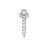 This is an image of Timco - Metal Construction Thin Sheet Metal to Timber Screws - Hex - EPDM Washer - Slash Point - Exterior - Silver Organic 6.3 x 45mm - (100 PCS Box) DS45W16B