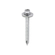 This is an image of Timco - Metal Construction Thin Sheet Metal to Timber Screws - Hex - EPDM Washer - Slash Point - Exterior - Silver Organic 6.3 x 60mm - (100 PCS Box) DS60W19B