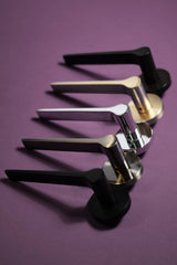 Quality image of Senza Pari Laviano Lever Door Handle on Minimal Round Rose - Polished Chrome | Sku. spr180pc | available from Trade Door Handles.