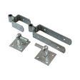 This is an image of Timco - Double Strap Hinge Set with Hook on Plate - Hot Dipped Galvanised 600mm (1 Each Plain Bag) DSFH600G