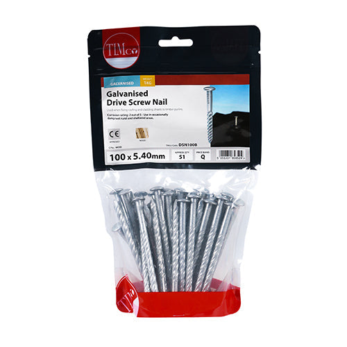 This is an image of Timco - Drive Screws - Galvanised 100 x 5.40mm (1 Kg TIMbag) DSN100B