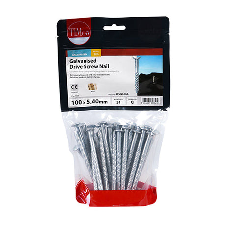 This is an image of Timco - Drive Screws - Galvanised 100 x 5.40mm (1 Kg TIMbag) DSN100B