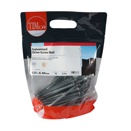 This is an image of Timco - Drive Screws - Galvanised 125 x 6.40mm (2.5 Kg TIMbag) DSN125LB