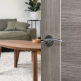 Quality image of Eco Swell Door Handle Pack (Bathroom Set - 2.5" CE Bathroom Lock, 4" Slim Knuckle Hinges x2) - Satin Chrome/Polished Chrome | Sku. adpeco10scpc12 | available from Trade Door Handles.
