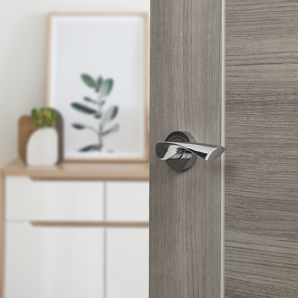 Quality image of Eco Aqua Door Handle Pack (Bathroom Set - 2.5" CE Bathroom Lock, 4" Slim Knuckle Hinges x2) - Satin Chrome | Sku. adpeco20sc12 | available from Trade Door Handles.