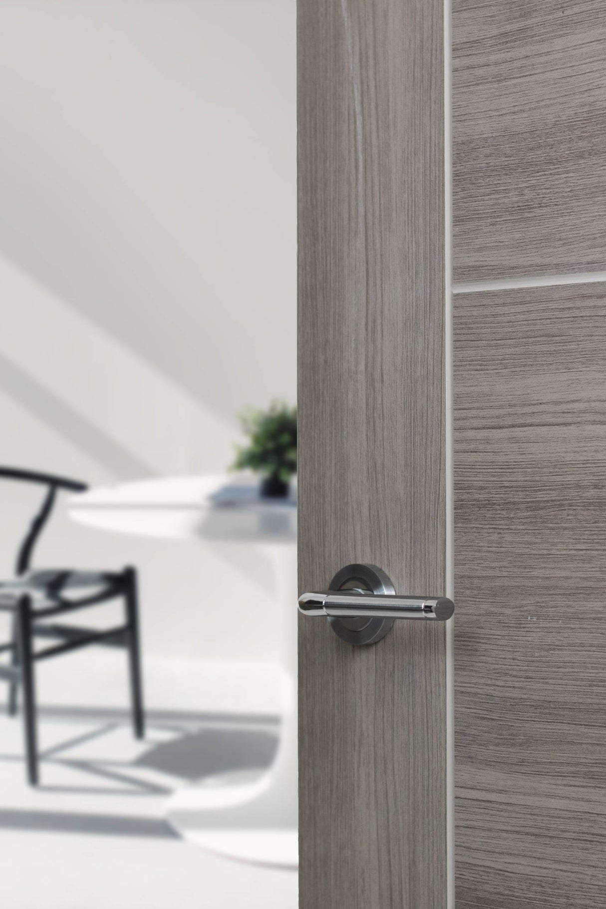 Quality image of Eco Ocean Door Handle Pack (Bathroom Set - 2.5" CE Bathroom Lock, 4" Fire Rated Hinges x3) - Satin Chrome/Polished Chrome | Sku. adpeco40scpc10 | available from Trade Door Handles.