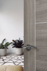 Quality image of Eco Crest Door Handle Pack (Bathroom Set - 3" CE Bathroom Lock, 4" Slim Knuckle Hinges x2) - Satin Chrome/Polished Chrome | Sku. adpeco50scpc13 | available from Trade Door Handles.