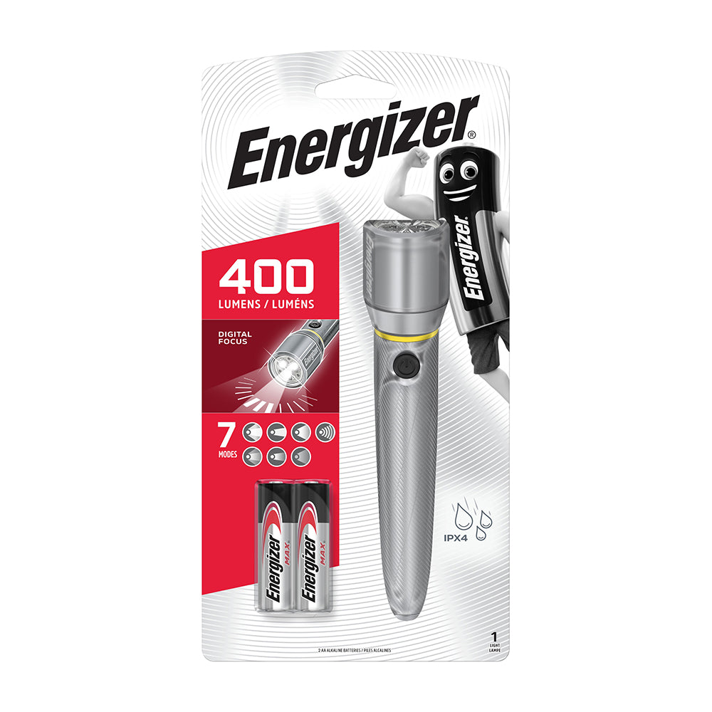 This is an image of Timco - EnergizerÃƒâ€šÃ‚Â® LED Vision HD Metal Handheld Torch - 400 Lumen 400 Lumen (1 Each Backing Card) ENR313130