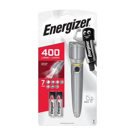 This is an image of Timco - EnergizerÃƒâ€šÃ‚Â® LED Vision HD Metal Handheld Torch - 400 Lumen 400 Lumen (1 Each Backing Card) ENR313130