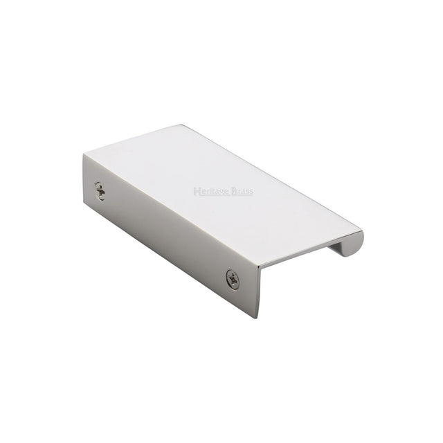 High quality image of Heritage Brass - EPTR Edge Pull Cabinet Handle 50mm Polished Nickel Finish | Sku. eptr50-44-pnf | Trade Door Handles, Kendal.