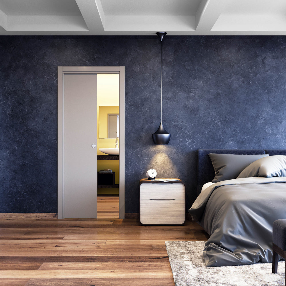 Quality image of Ermetika EvoKit Pocket Door System 914x1981 Door 100mm WT - Raw Wood | Sku. eek1erw | available from Trade Door Handles.