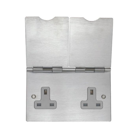 Eurolite Floor Sockets 2 Gang Floor Socket - Satin Stainless Steel