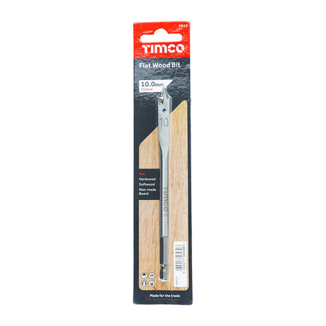 This is an image of Timco - Flat Wood Bit 10.0 x 152 (1 Each Blister Pack) FB10