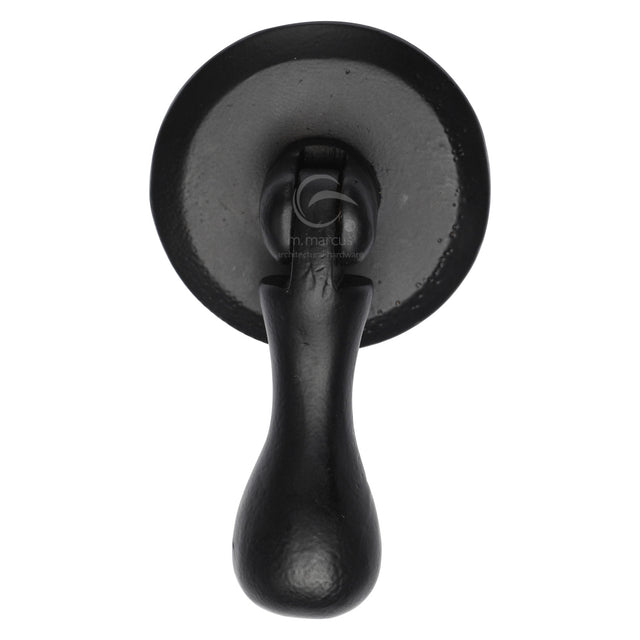 High quality image of the M.Marcus Cabinet Drop Pull On Round Plate Matt Black Rustic Iron | Sku. fb6264 | Discounted prices available from Trade Door Handles