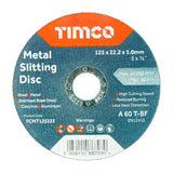 This is an image of Timco - Bonded Abrasive Disc - For Cutting 125 x 22.2 x 1.0 (25 Pieces Box) FCMT125222