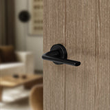 Quality image of Forme Milly Lever Door Handle on Minimal Round Rose - Matt Black | Sku. fmr133mb | available from Trade Door Handles.