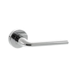 Quality image of Forme Milly Lever Door Handle on Minimal Round Rose - Polished Chrome | Sku. fmr133pc | available from Trade Door Handles.