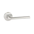 Quality image of Forme Milly Lever Door Handle on Minimal Round Rose - Satin Chrome | Sku. fmr133sc | available from Trade Door Handles.