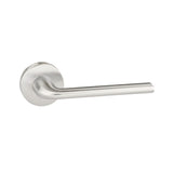 Quality image of Forme Milly Lever Door Handle on Minimal Round Rose - Satin Chrome | Sku. fmr133sc | available from Trade Door Handles.