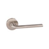 Quality image of Forme Milly Lever Door Handle on Minimal Round Rose - Satin Nickel | Sku. fmr133sn | available from Trade Door Handles.