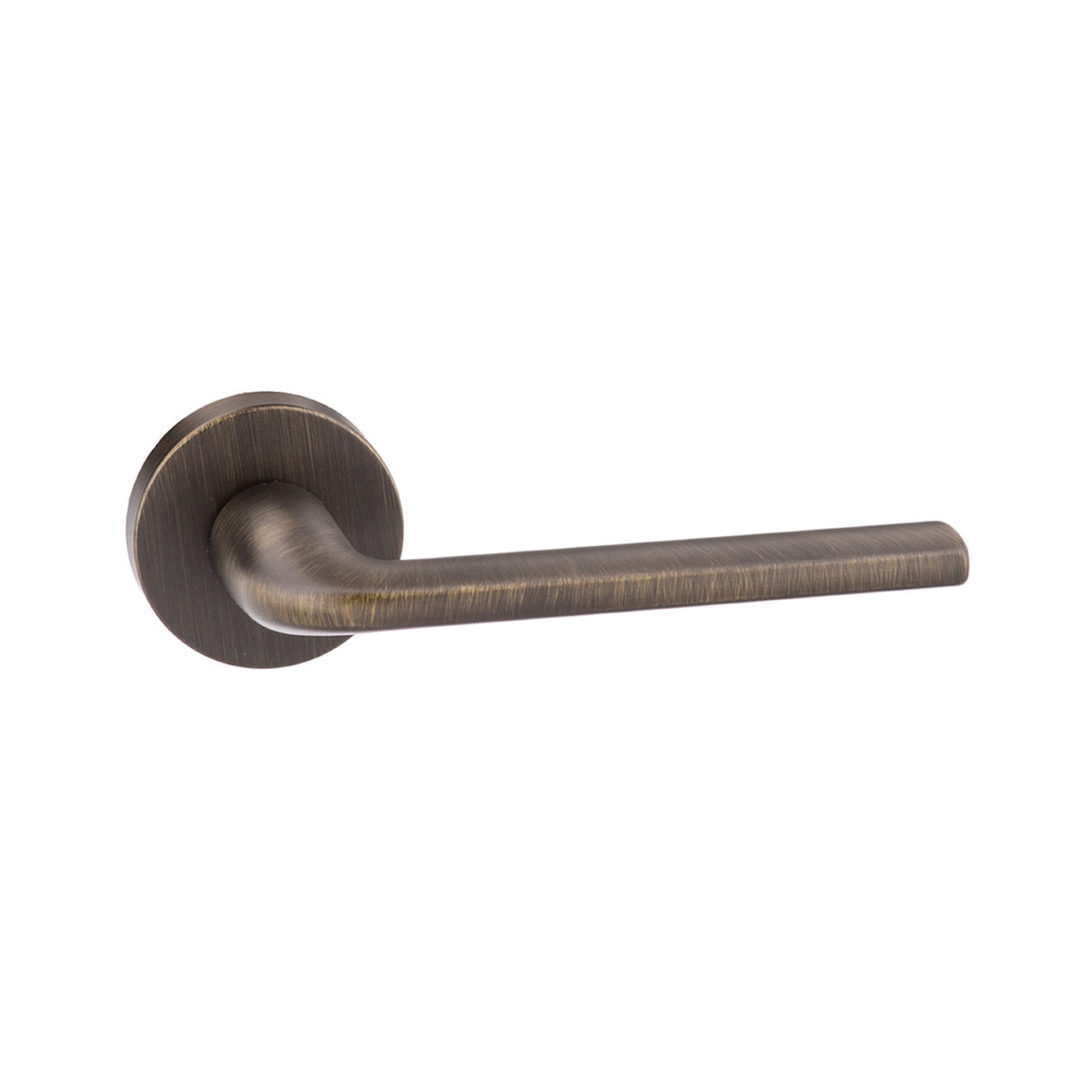 Quality image of Forme Milly Lever Door Handle on Minimal Round Rose - Urban Bronze | Sku. fmr133ub | available from Trade Door Handles.