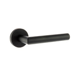 Quality image of Forme Elle Lever Door Handle on Minimal Round Rose - Matt Black | Sku. fmr236mb | available from Trade Door Handles.