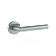 Quality image of Forme Elle Lever Door Handle on Minimal Round Rose - Satin Chrome | Sku. fmr236sc | available from Trade Door Handles.