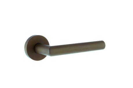Quality image of Forme Elle Lever Door Handle on Minimal Round Rose - Urban Dark Bronze | Sku. fmr236udb | available from Trade Door Handles.