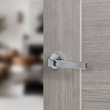 Quality image of Forme Asti Lever Door Handle on Minimal Round Rose - Polished Chrome | Sku. fmr254pc | available from Trade Door Handles.