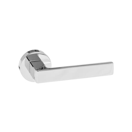 Quality image of Forme Asti Lever Door Handle on Minimal Round Rose - Polished Chrome | Sku. fmr254pc | available from Trade Door Handles.