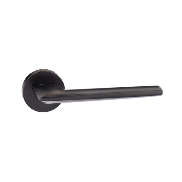 Quality image of Forme Boston Lever Door Handle on Minimal Round Rose - Matt Black | Sku. fmr422mb | available from Trade Door Handles.