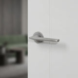 Quality image of Forme Boston Lever Door Handle on Minimal Round Rose - Urban Graphite | Sku. fmr422ug | available from Trade Door Handles.